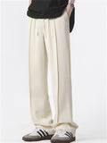 ‌Simple Comfy Spring Drawstring Loose Wide Leg Casual Pants for Men‌