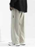 Men's Casual Solid Color Ankle-Tied Straight Wide Leg Pants