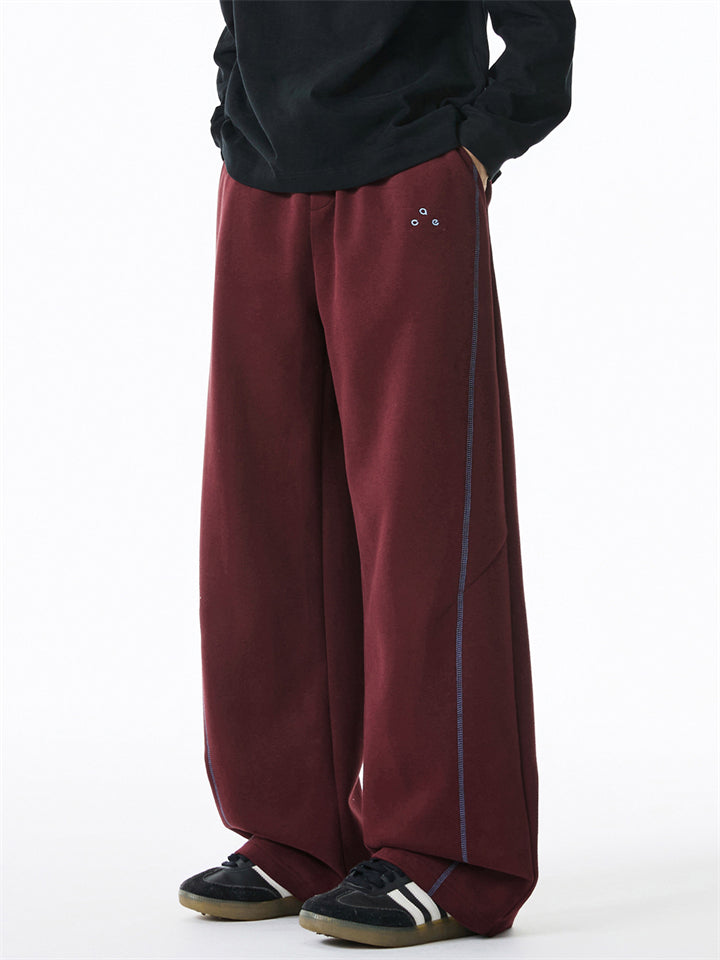 Men's Casual Contrast Trim Loose Fit Wide Leg Sweatpants