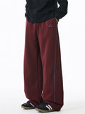 Men's Casual Contrast Trim Loose Fit Wide Leg Sweatpants
