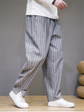 Men's Cozy Cotton Linen Striped Pants