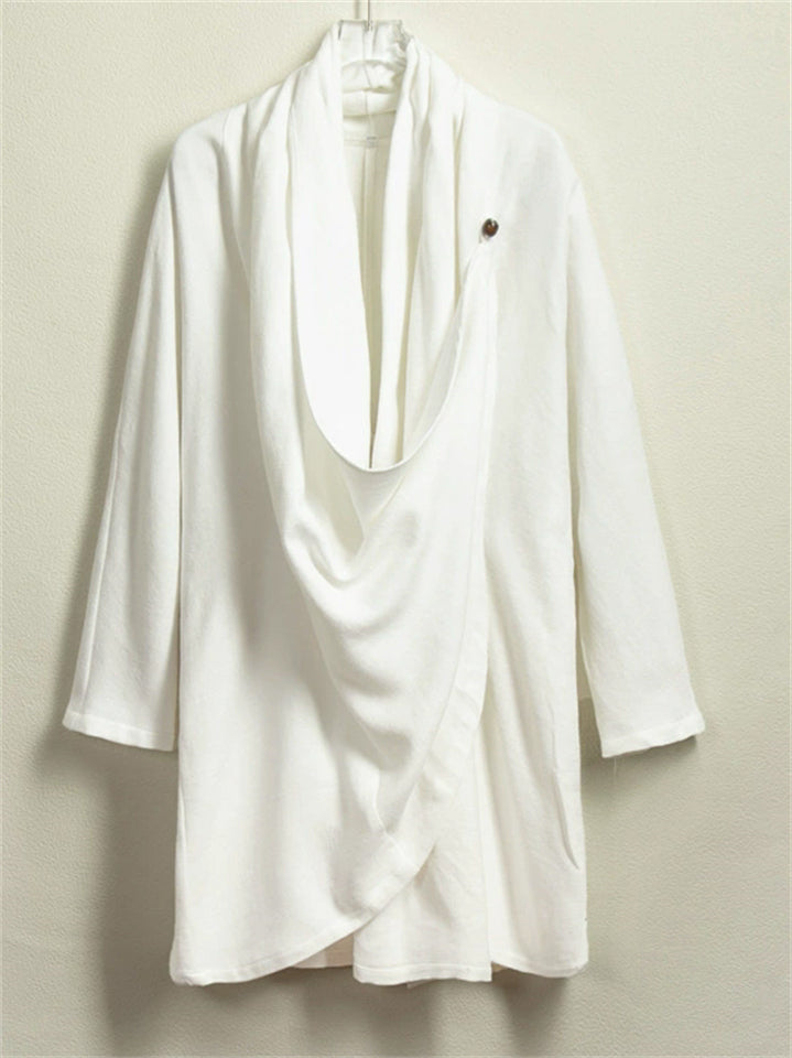 Men's Chinese Zen Style Solid Color Long Sleeve Cardigan Shirts