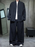 Chinese Style Vintage Men's Loose Fit Cotton Linen Kung Fu Tai Chi Suit Set