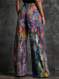 Women Colorful Graffiti Wide Leg High Waist Denim Jeans