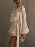 Women's Sweet Style Metallic Pleated Tiered Ruffle Mini Dress