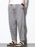 Men's Casual Summer Solid Color Drawstring Cropped Pants