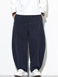 Men's Simple Japanese Style Retro Solid Color Wide Leg Pants