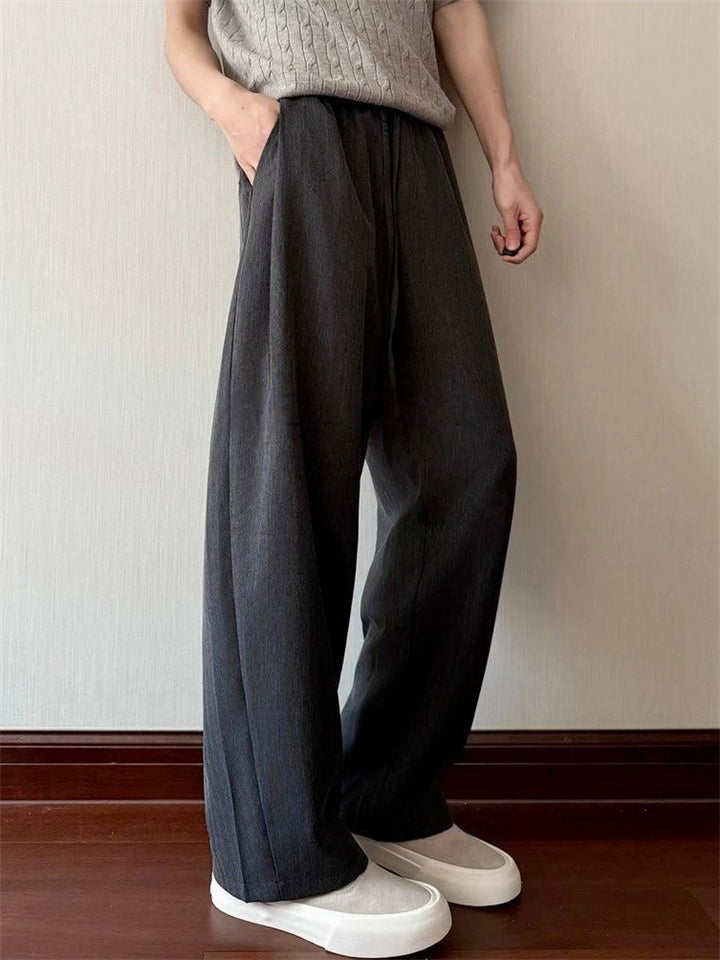 Men's Simple Cozy Wide Leg Relaxed Fit Casual Drawstring Pants