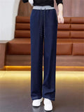 Women's High Waist Drawstring Lightweight Tencel Wide Leg Jeans