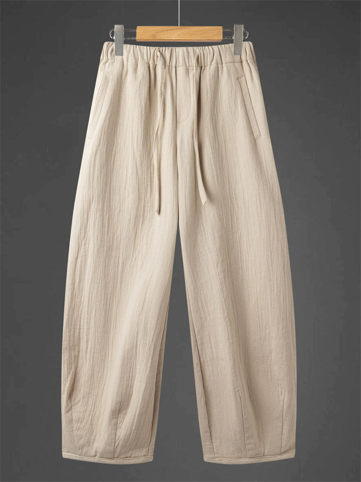 Men's Autumn Vintage Simple Chinese Style Solid Color Scimitar Pants