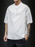 Men's Daily Wear Stylish Simple Short Sleeve Linen Shirts