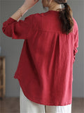 Women's Autumn New Cotton Linen Embroidered Loose Pretty Shirts