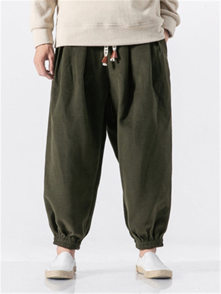 Drawstring Thick Solid Color Ankle-Banded Pants