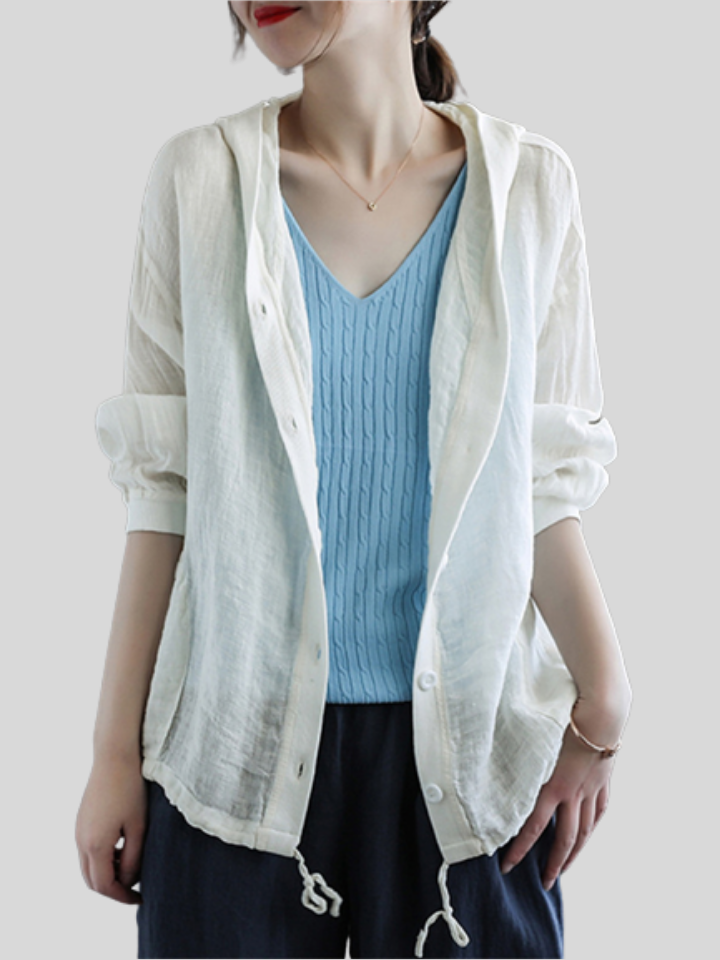 Cotton Linen New Hooded Female Jackets