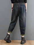 Retro Patchwork Design Slim Harem Pants