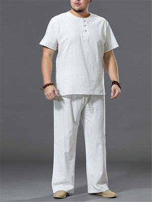 Men's Plus Size Cotton Linen Sets