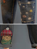 Embroidered High Waist Jeans With Pockets
